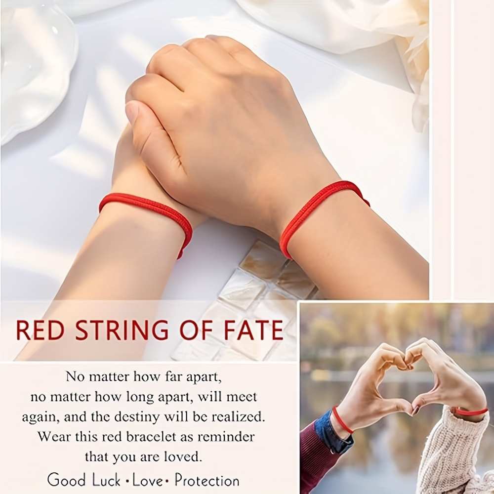 2pcs Adjustable Lucky Red Rope Couples Bracelets, Friendship Gift